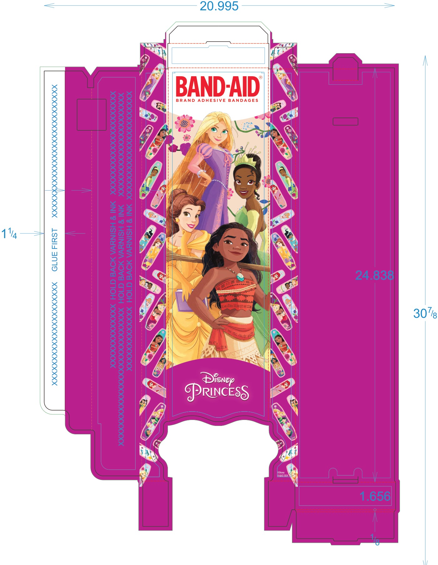 Band Aid × Disney Princess: packaging and display dieline